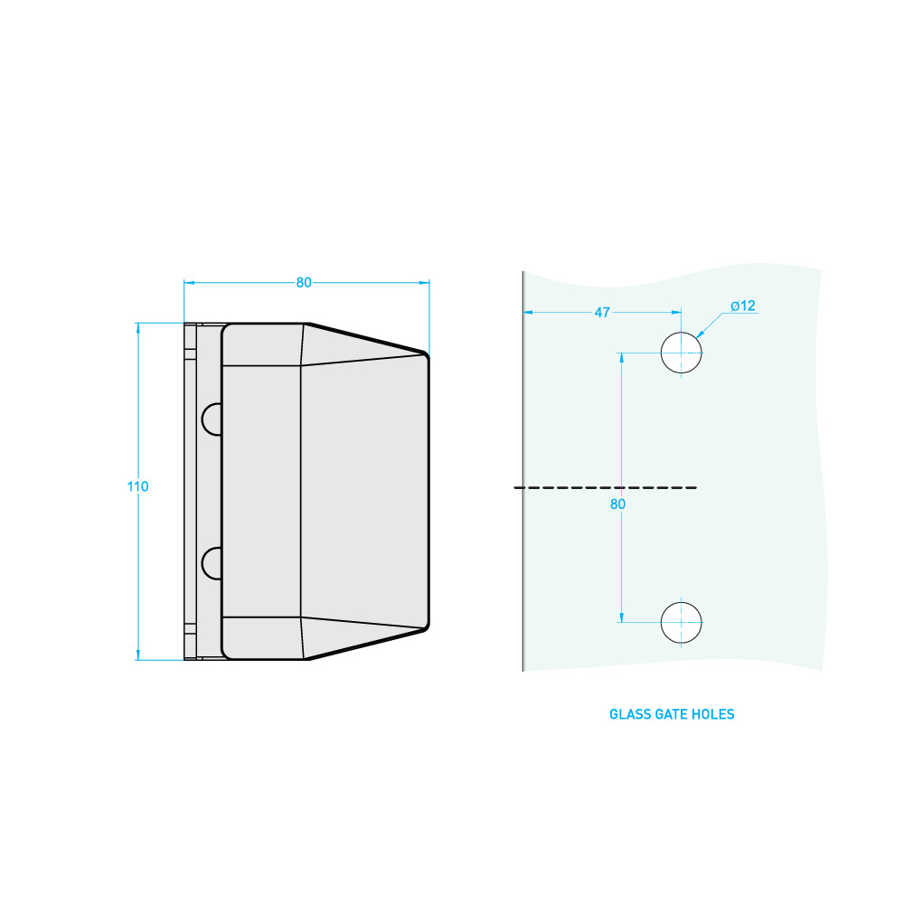 Glass To Wall Latch Bracket - Black