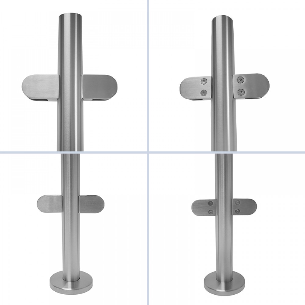 1100mm Centre Type Balustrade Post Inc Clamps For 10mm Glass