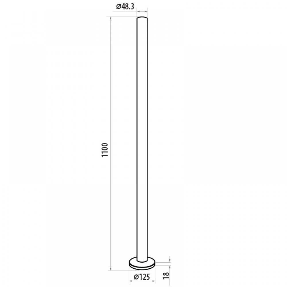 1100mm Non Drilled Balustrade Post Excl. Glass Clamps