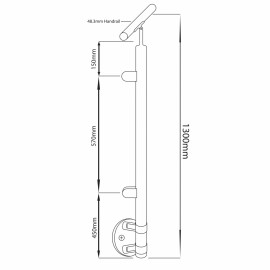 Side Mount End Post - 900-1300mm - Sloped Hand Rail
