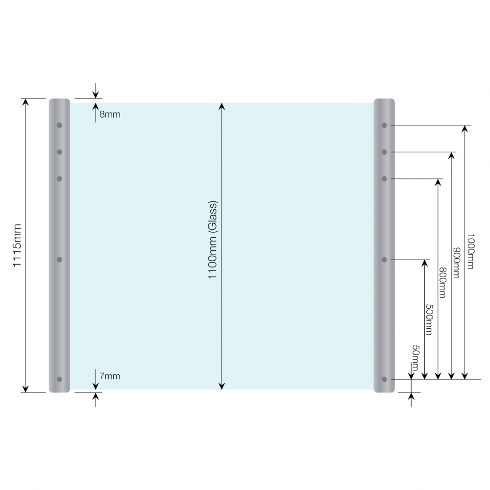 SkyForce Top Mount Kit 1100mm High 10-13.52mm Glass-Anodised