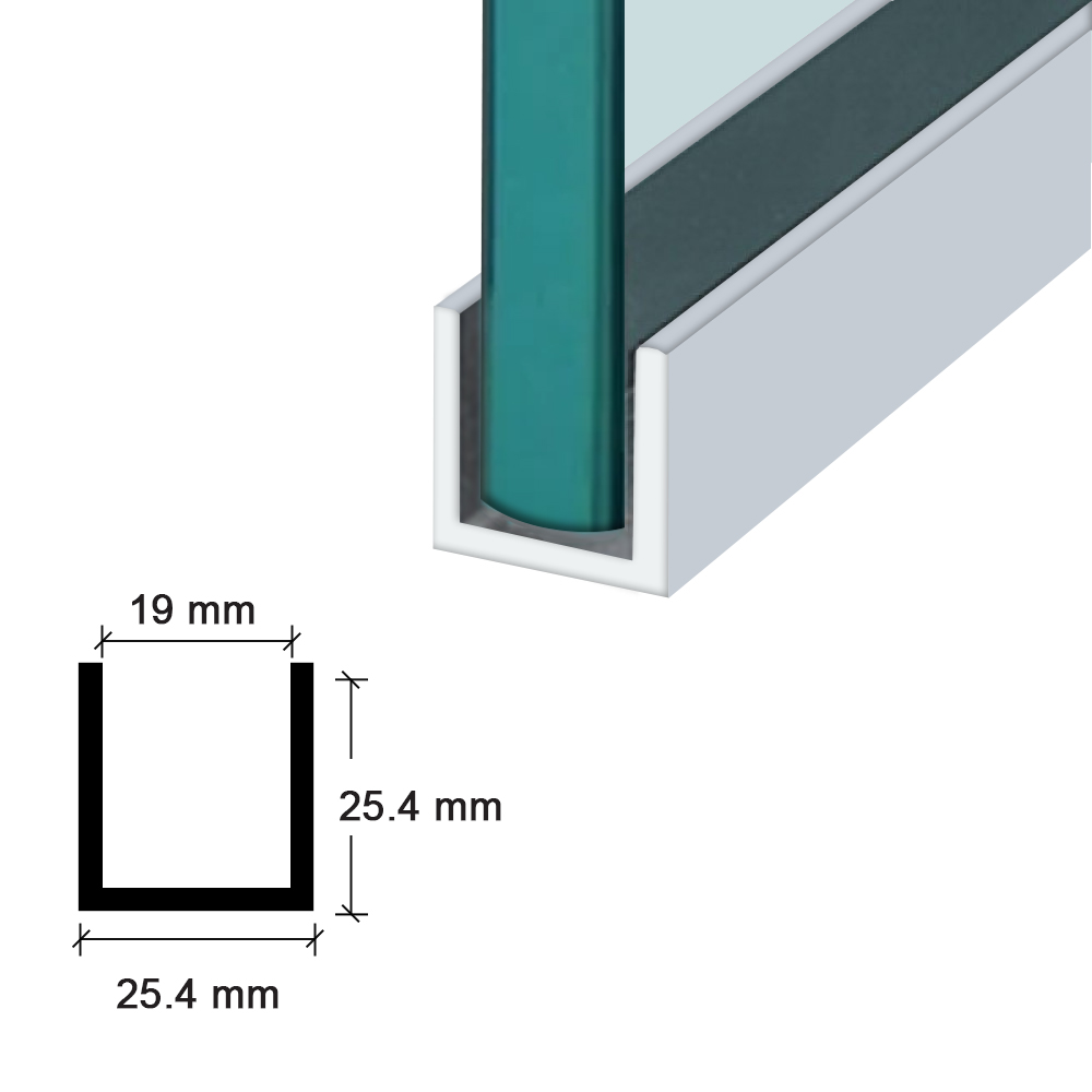 Dry Glazing U Channel - 25x25x19 - Brushed Satin Anodised