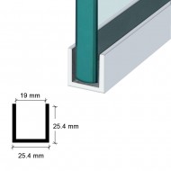 Dry Glazing U Channel - 25x25x19mm - Bright Aluminium