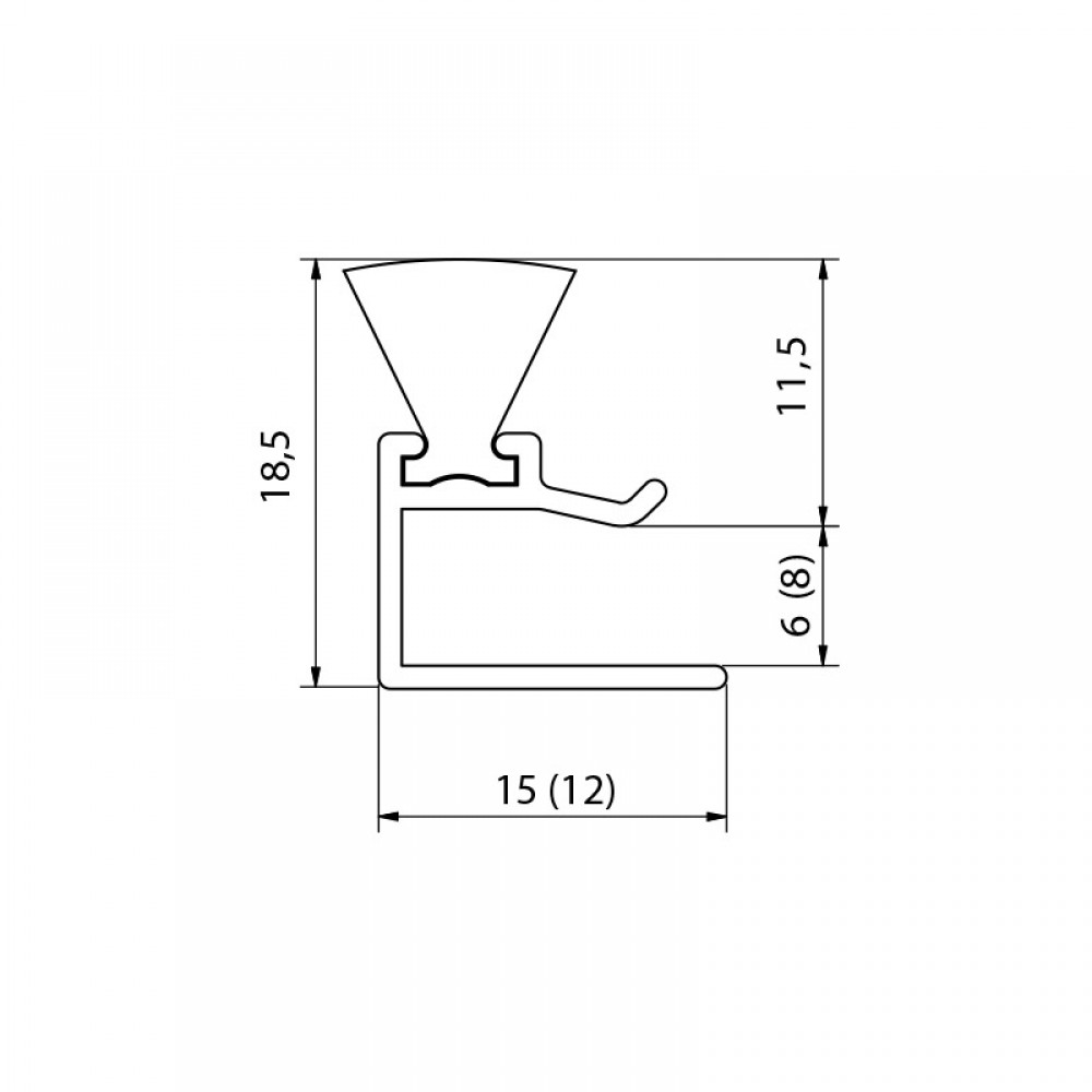 Aluminium Brush Draught Excluder 8mm Glass 2.5 Mtr