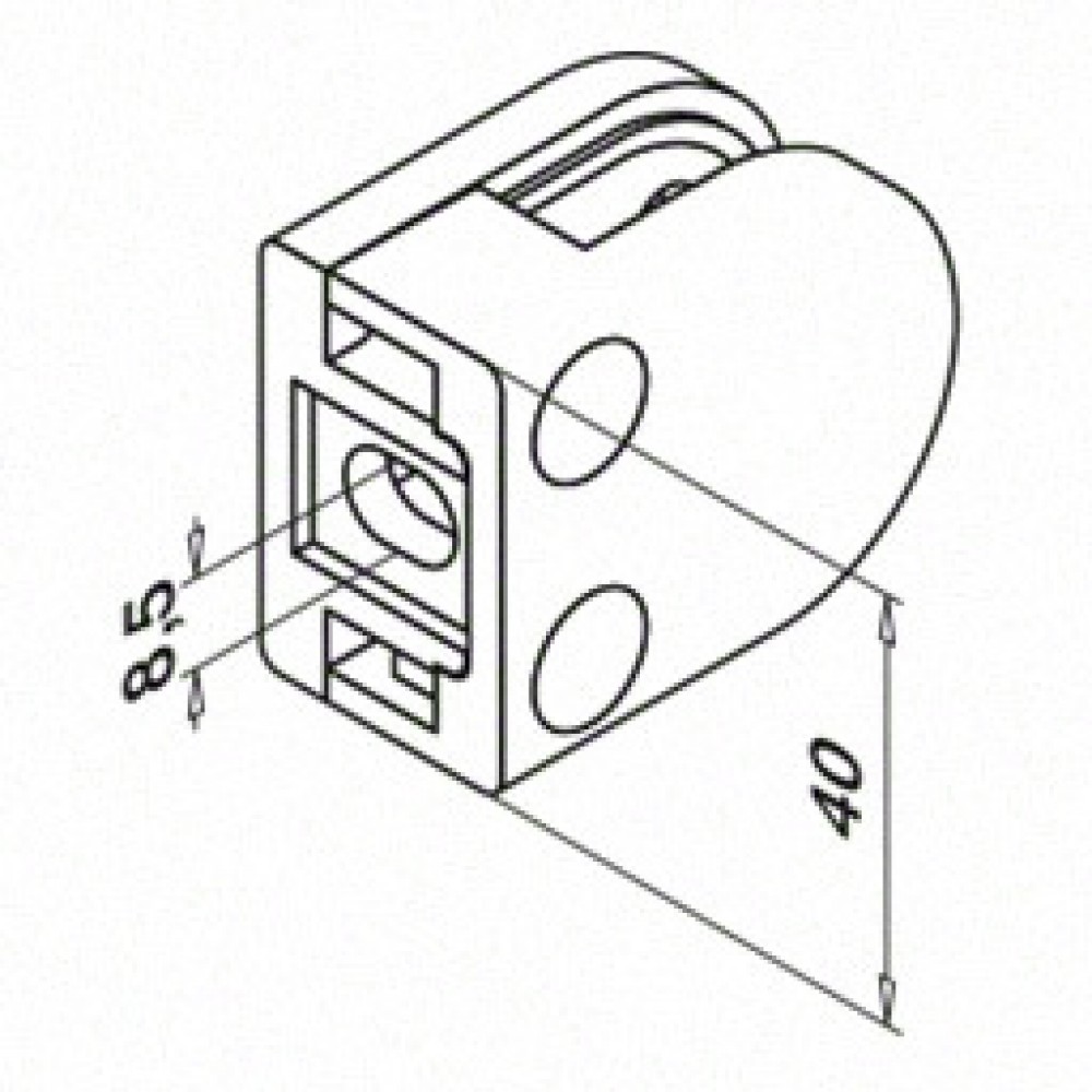 Glass Clamp - 50x40mm - Zinc - Satin - Flat - SS Effect