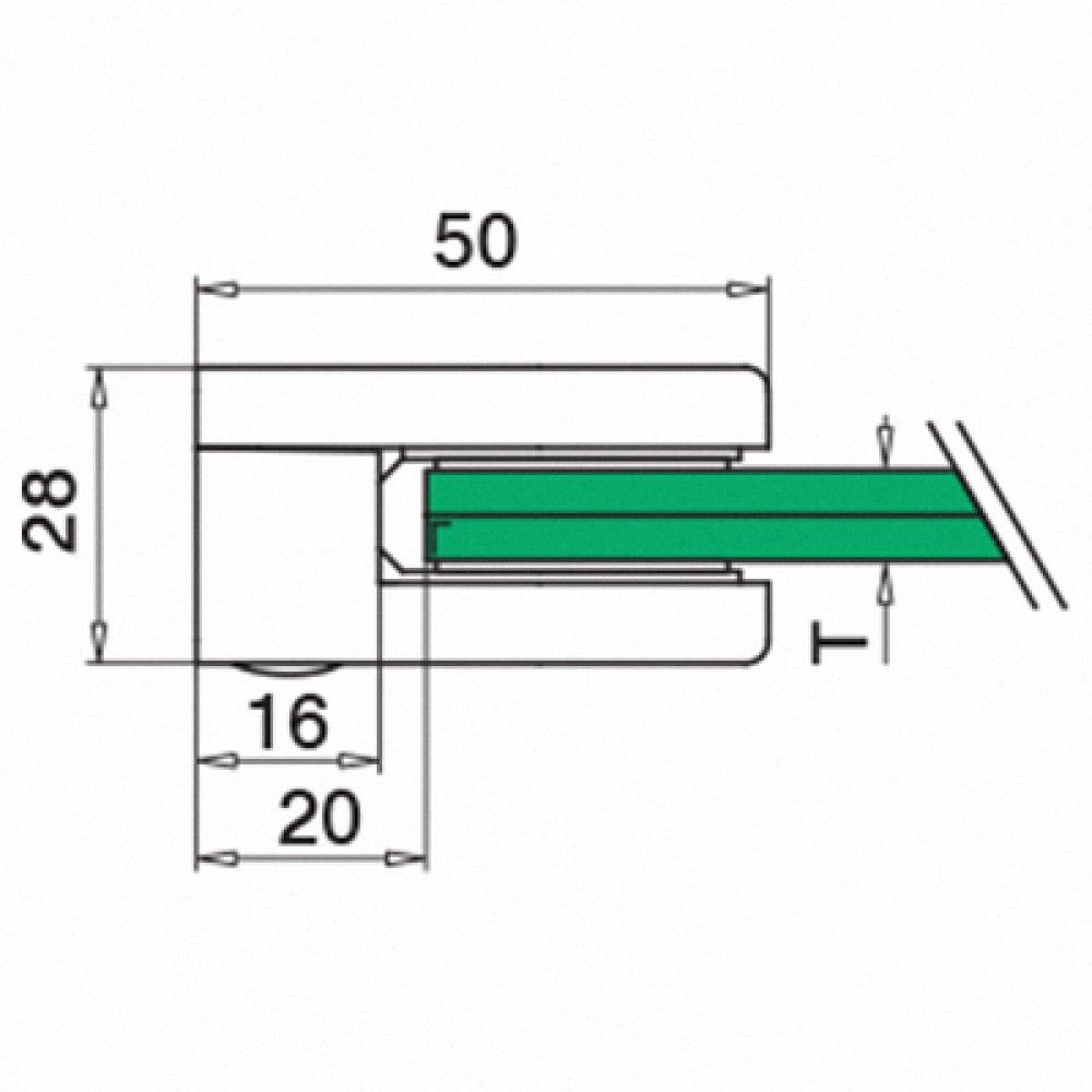 Glass Clamp - 50x40mm - Zinc - Satin - Flat - SS Effect