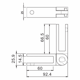Adjustable Glass To Glass Panel Support 10-12.76mm - Black