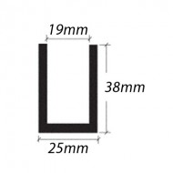Dry Glazing U Channel 38x25x19mm Groove Bright Alum