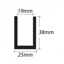 Dry Glazing U Channel 38x25x19 Groove Sat Alum