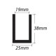 Dry Glazing U Channel 38x25x19mm Groove Bright Alum