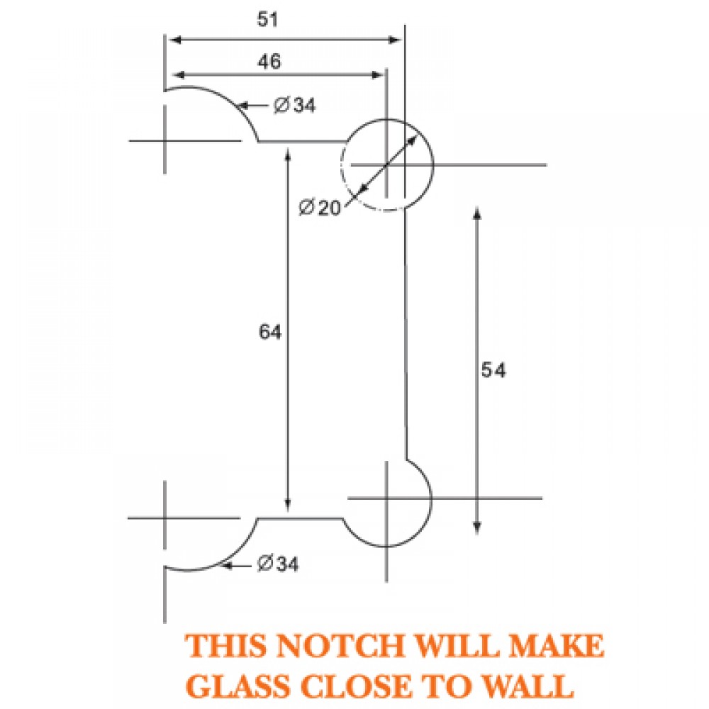Wall Mount Shower Hinge - One Side Fixing - Polished Chrome
