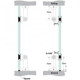 Countersunk Glass to Ground/Ceiling Partition Bracket