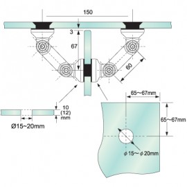 Countersunk Glass to Glass Partition Bracket