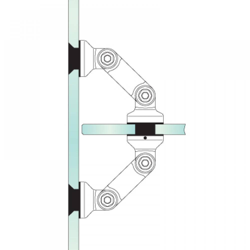 Countersunk Glass to Glass Partition Bracket