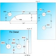 GCC Corner Transom With Fin - Left - Satin Stainless