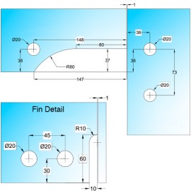 Corner Transom Strike Box With Fin - Right - Satin Stainless