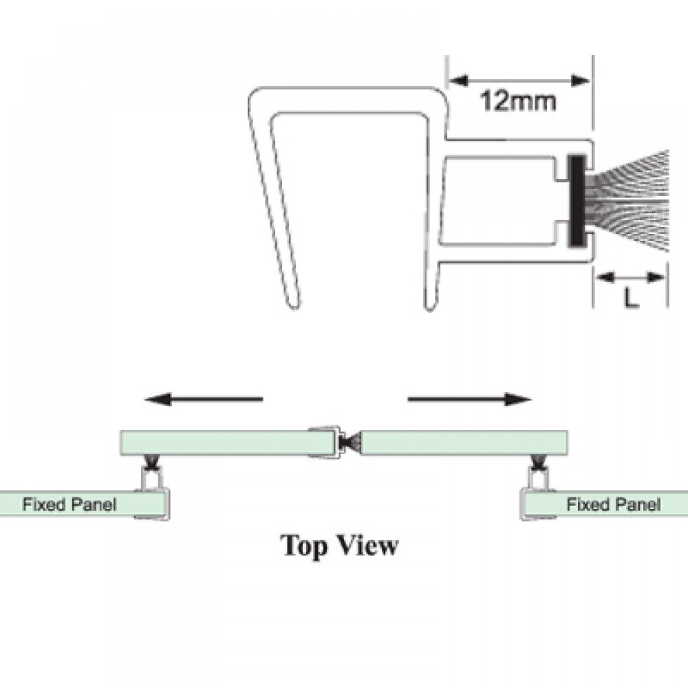 Clear PVC Weather Strip For Brush Seal - 12mm Glass