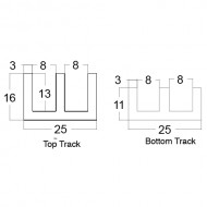 6mm Heavy Duty Plastic Sliding Track For Glass - Top - Black