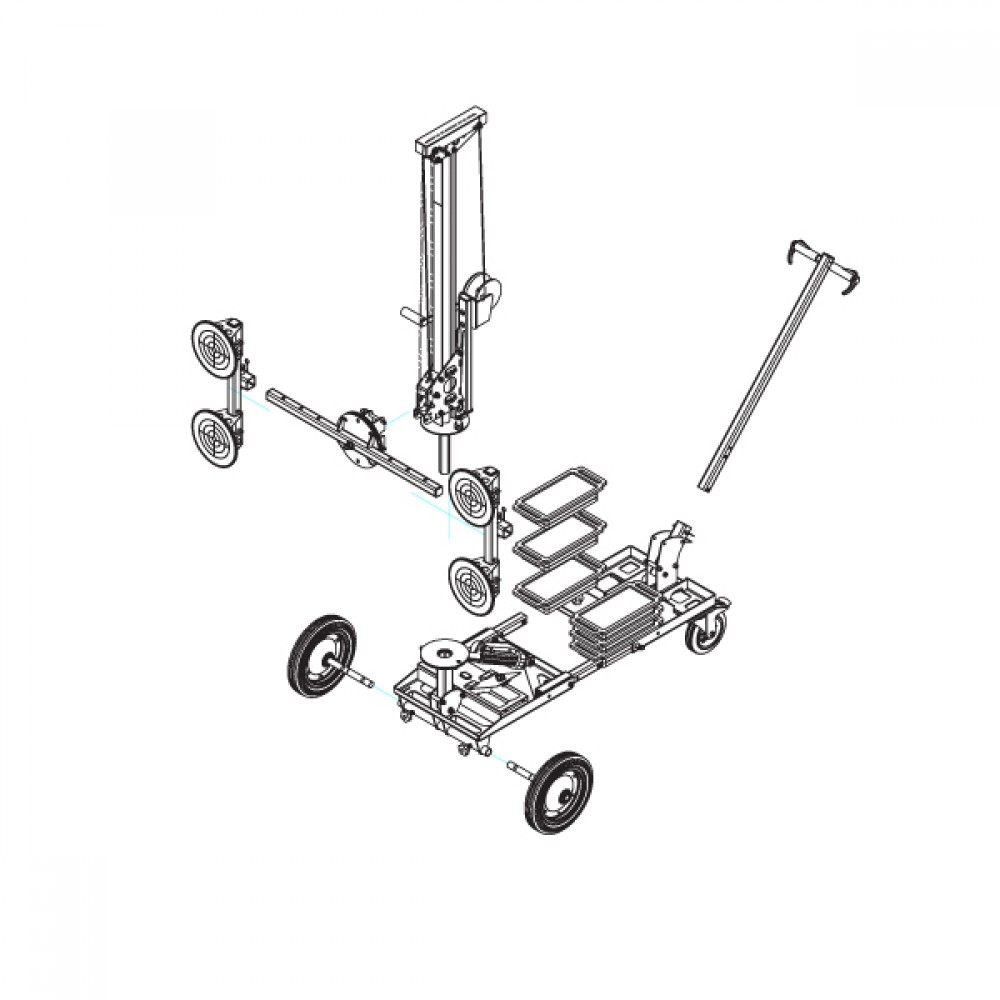 250kg Glass Mounting Device Inc Hand Winch & Side Shift