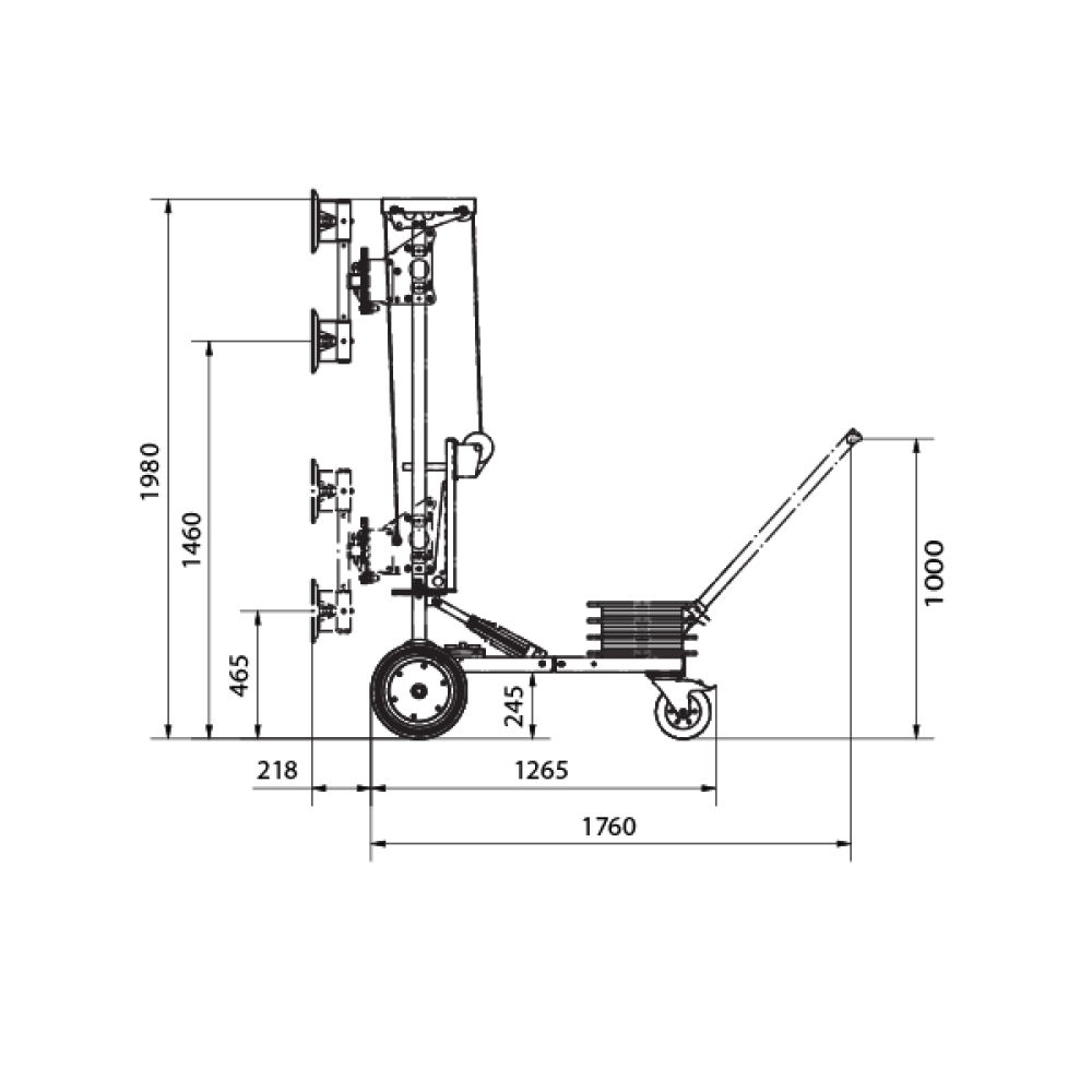 250kg Glass Mounting Device Inc Hand Winch & Side Shift