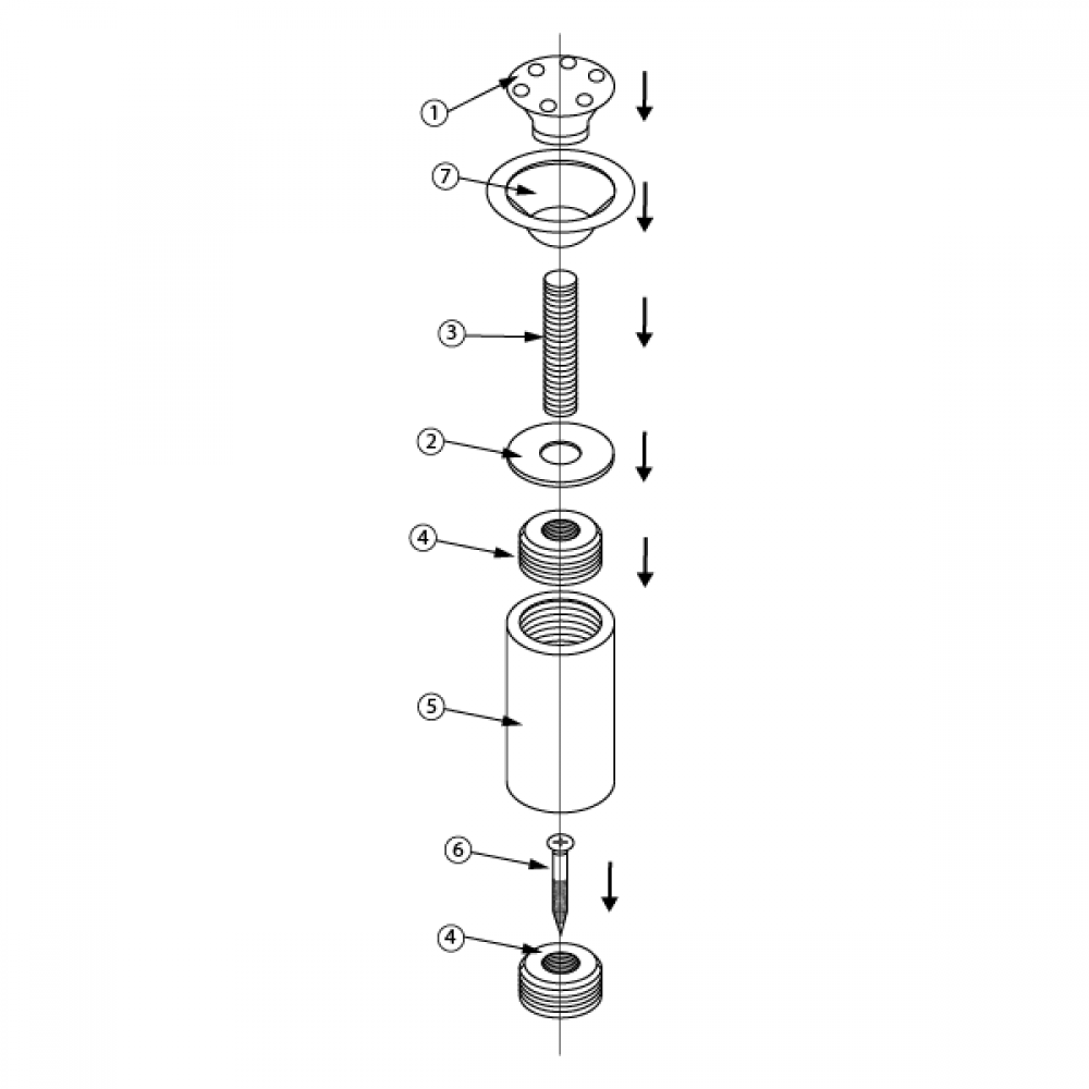 Countersunk Cap Stainless Standoff/Sign Fixi. 152 x 30mm Dia