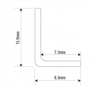 Polished Aluminium Right Angle 16mm x 8mm 3.66M.
