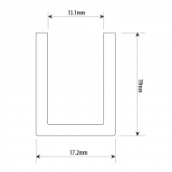 17 mm Black U Channel For Up To 12mm Glass