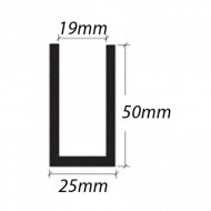 Dry Glazing U Channel 50x25x19 Groove Brushed Satin Anodised