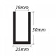 Dry Glazing U Channel 50x25x19 Groove Brushed Satin Anodised