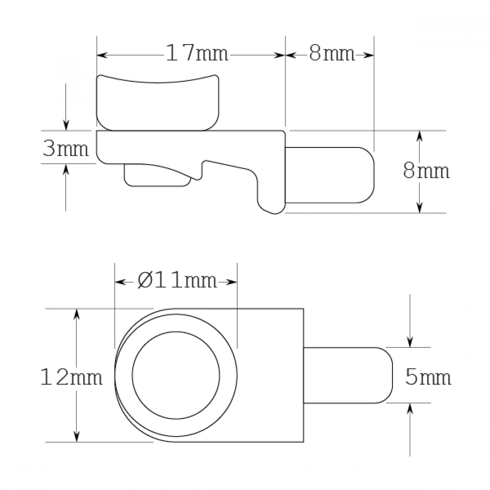 Shelf Support Flat With Suction