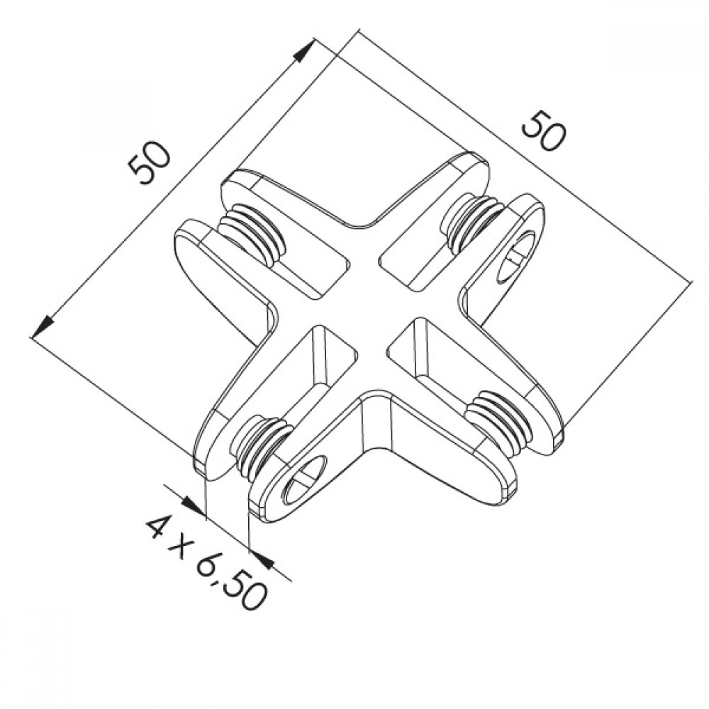 4 Way Assembly Bracket - Polished Chrome
