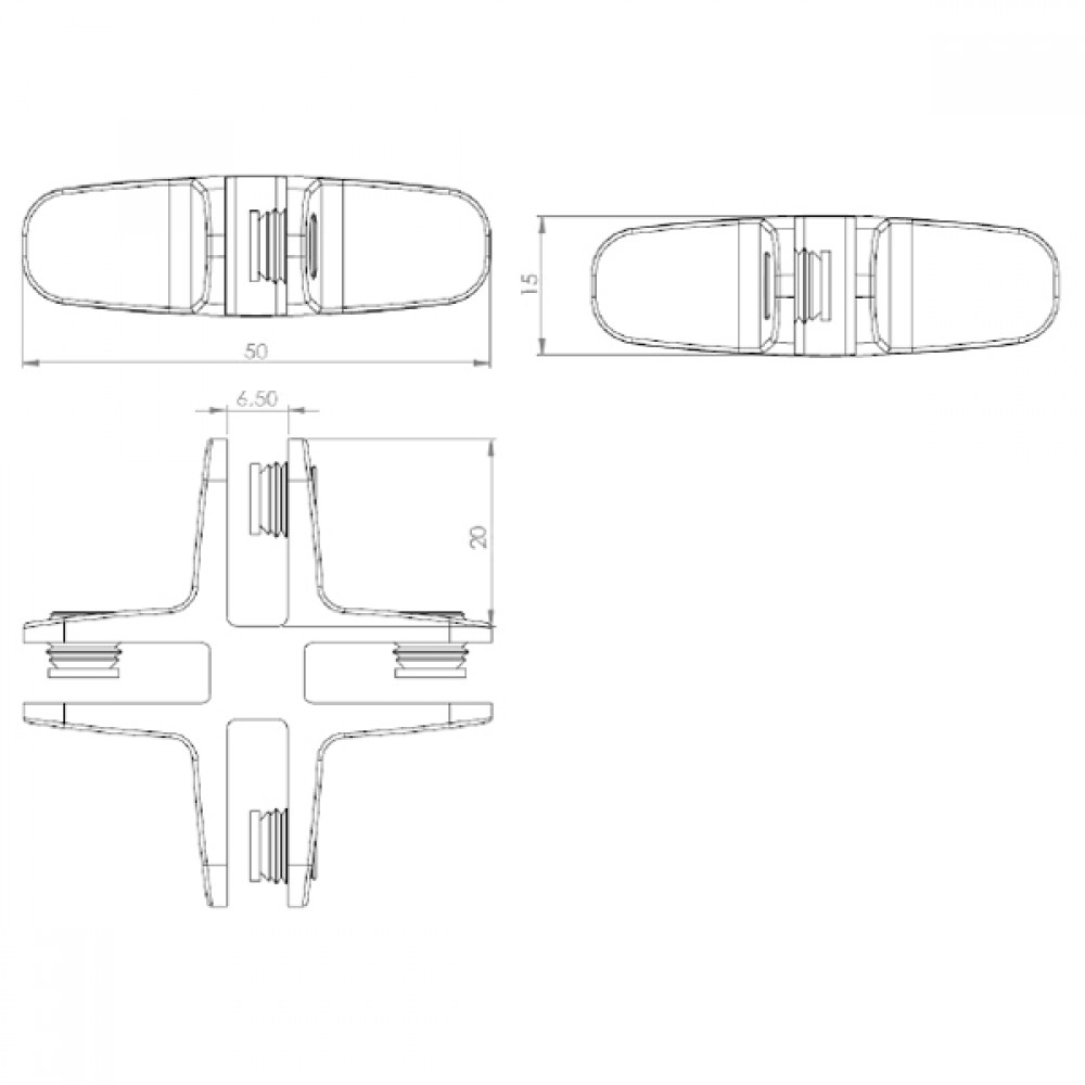 4 Way Assembly Bracket - Matt Chrome