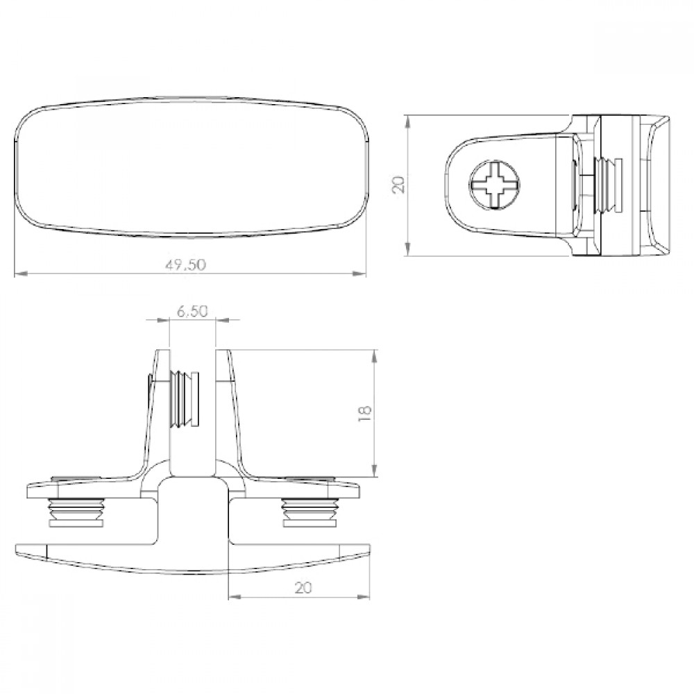 3 Way Assembly Bracket (T Joint) - Matt Chrome