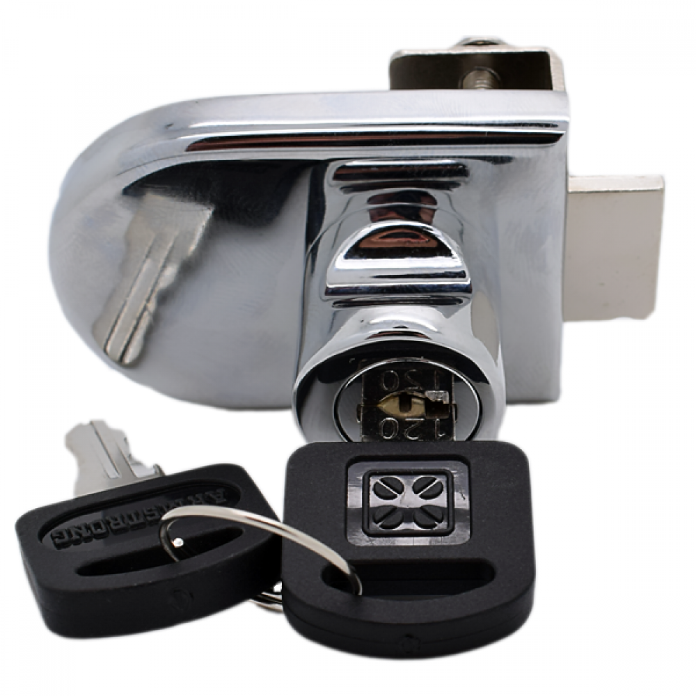 Non Drill Glass Door Lock - Chrome Plated