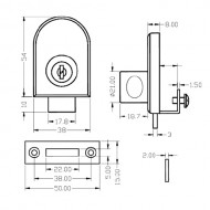 Non Drill Glass Door Lock C/P