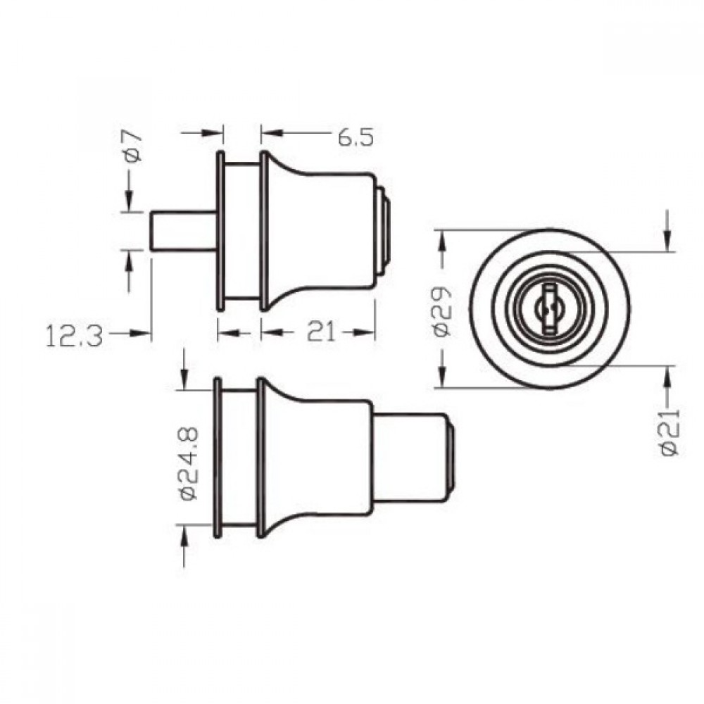Push Type Cylinder Lock For Sliding Doors Chrome