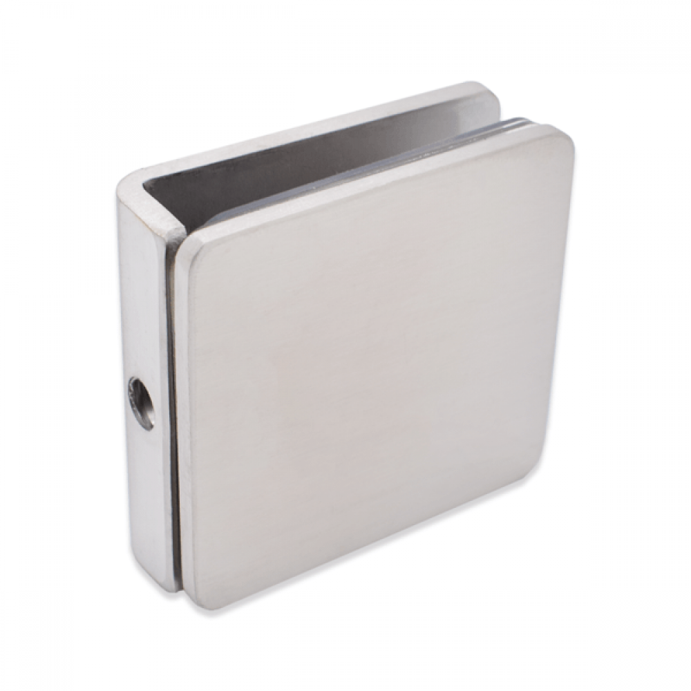 Wall Mount Fixed Panel Glass Clamp _ Satin Chrome