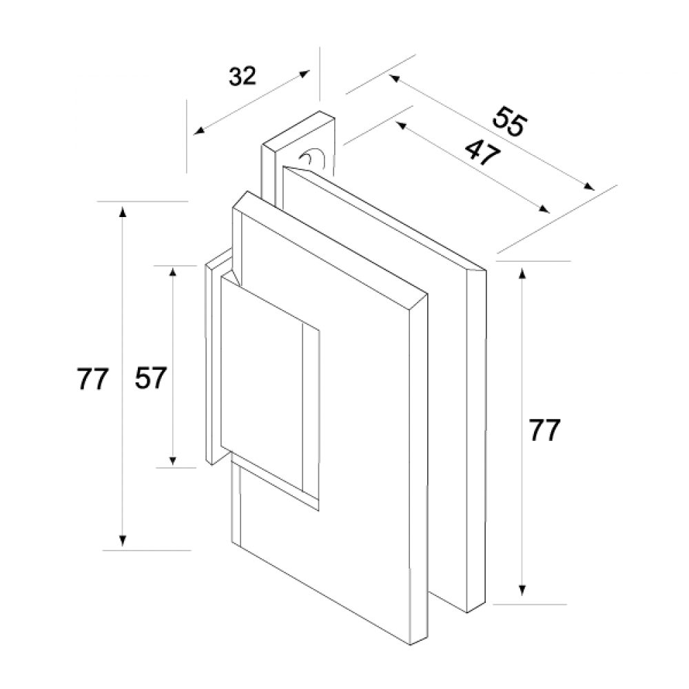 Wall Mount Shower Hinge - Polished Chrome