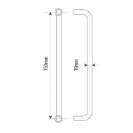 150mm Door Handle 19mm Dia. Polished Chrome