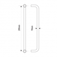 200mm Door Handle 19mm Dia. Satin Chrome