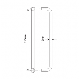 250mm Door Handle 19mm Dia. Satin Chrome