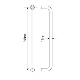 305mm Door Handle 19mm Dia. Satin Chrome