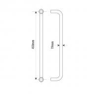 450mm Door Handle 19mm Dia. Polished Chrome