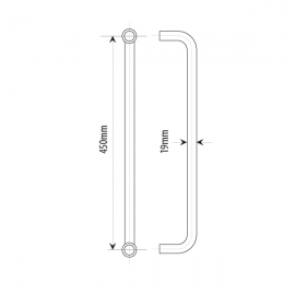 450mm Door Handle 19mm Dia. Satin Chrome