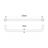 450mm Towel Bar 19mm Dia. Satin Chrome