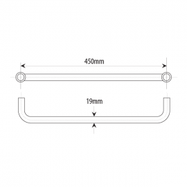450mm Towel Bar 19mm Dia. Satin Chrome