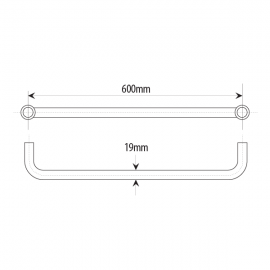 600mm Towel Bar 19mm Dia. Satin Chrome