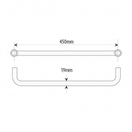 450mm Towel Bar 19mm Dia. With Knob Polished Chrome