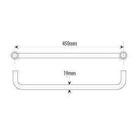 450mm Towel Bar 19mm Dia. With Knob Satin Chrome