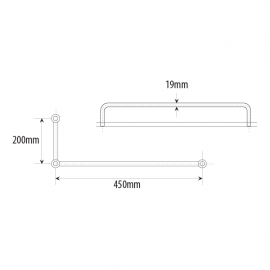 450mm Pull & Towel Bar 19mm Dia. Satin Stainless Steel